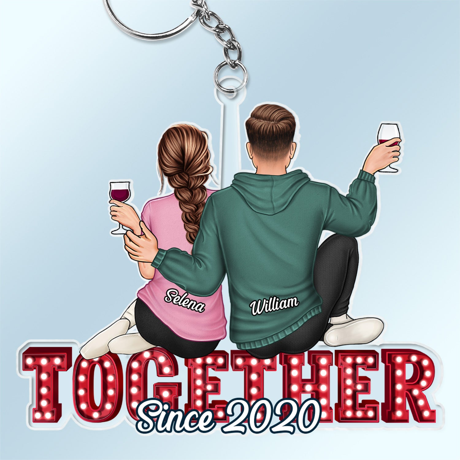 Couple Hugging Together Since - Anniversary Gift For Couples - Personalized Cutout Acrylic Keychain