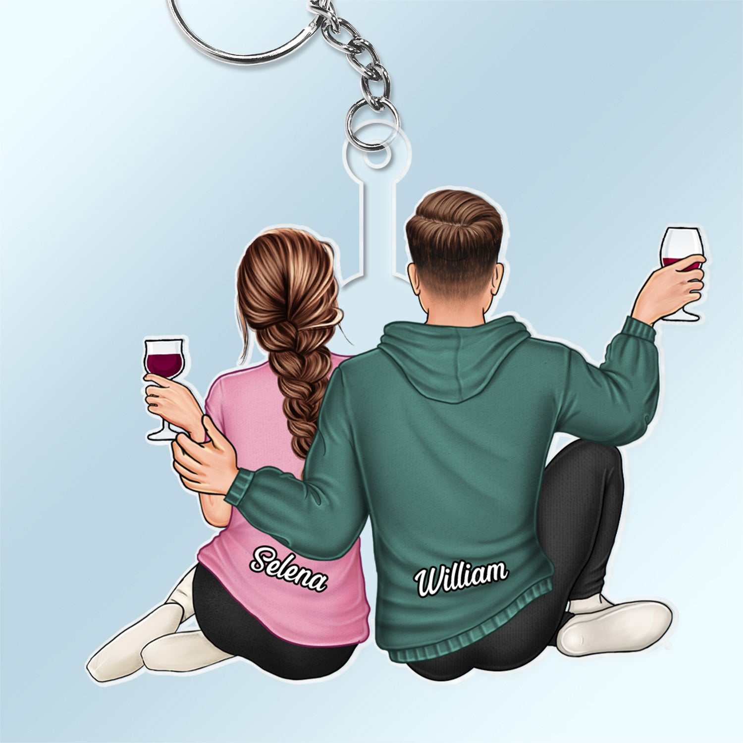 Couple Hugging - Anniversary Gift For Couples - Personalized Cutout Acrylic Keychain