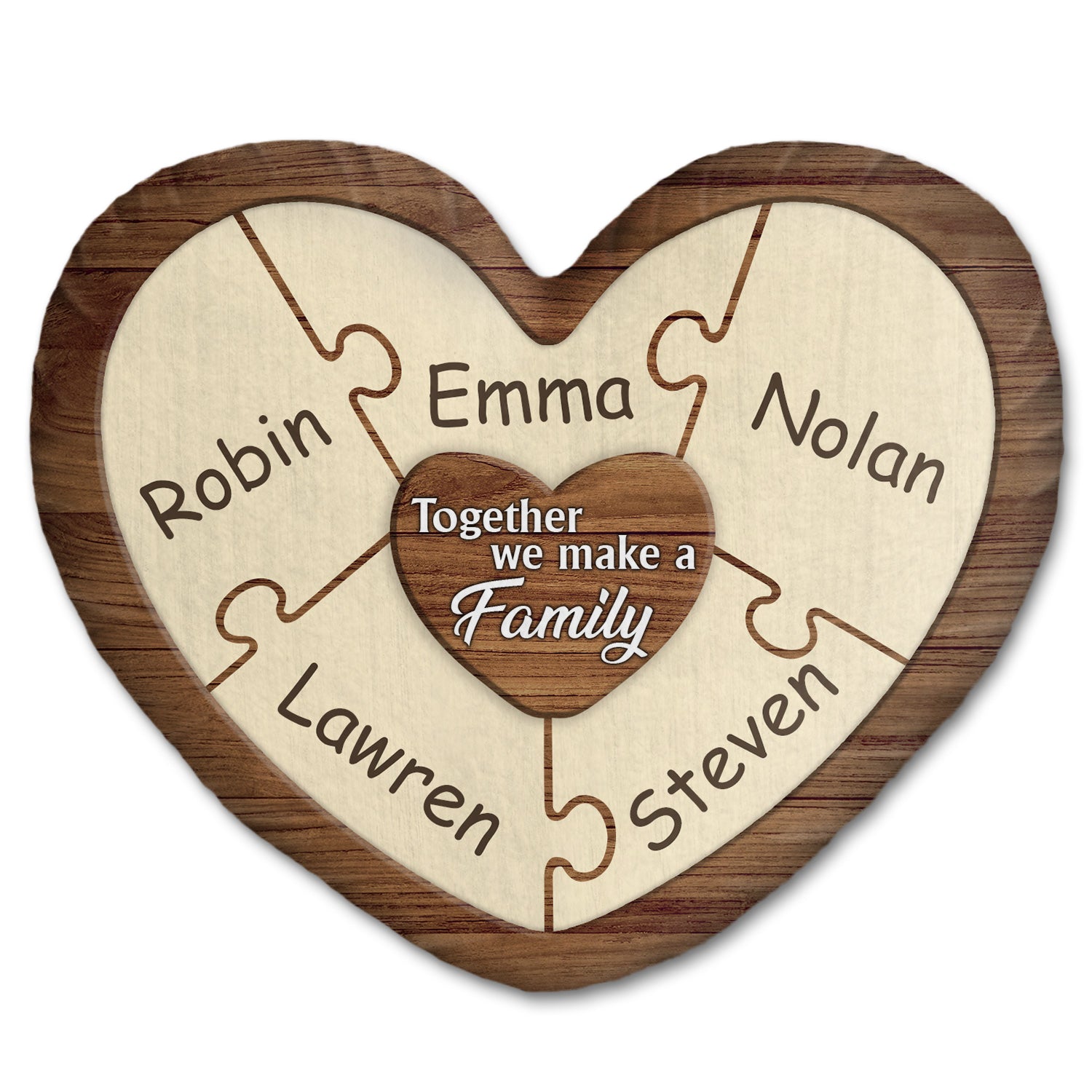 Together We Make A Family - Birthday, Holiday Gift For Parent, Couple, Grandparent - Personalized Heart Shaped Pillow