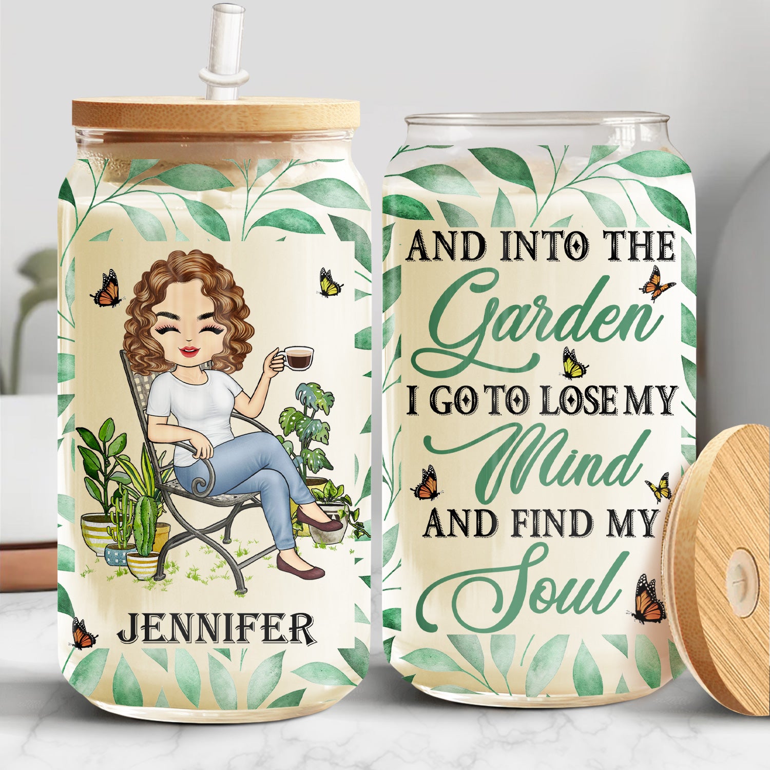 And Into The Garden I Go - Gift For Women, Garden Lovers - Personalized Clear Glass Can