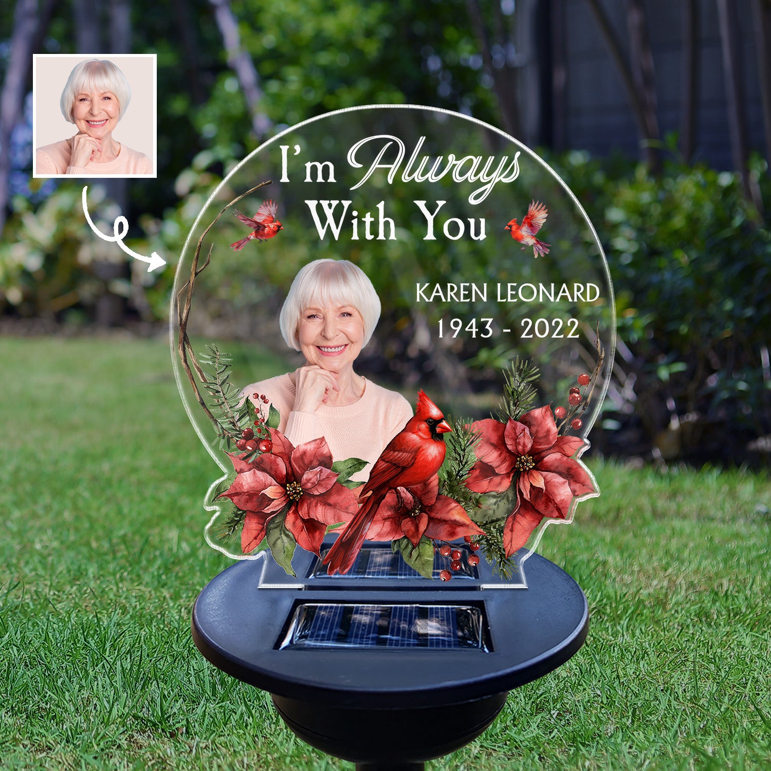 Custom Photo I'm Always With You - Memorial Gift For Family, Friends, Siblings, Dad, Mom - Personalized Solar Light