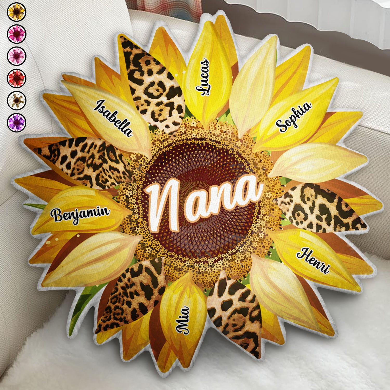 Nana, Mom, Auntie Sunflower - Birthday, Loving Gift For Mother, Grandma, Grandmother - Personalized Custom Shaped Pillow