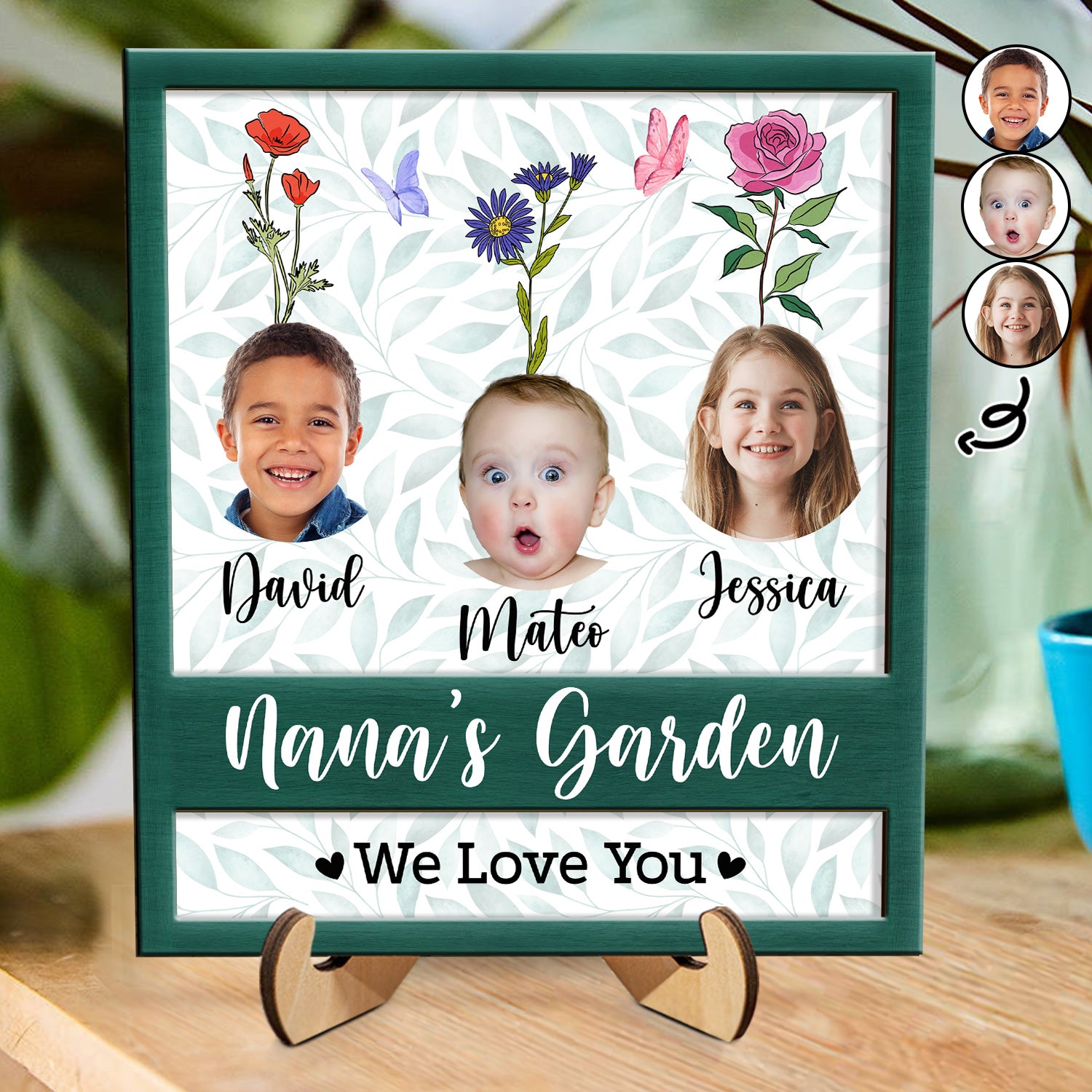 Custom Photo Nana's Garden - Gift For Mothers, Grandmas - Personalized 2-Layered Wooden Plaque With Stand