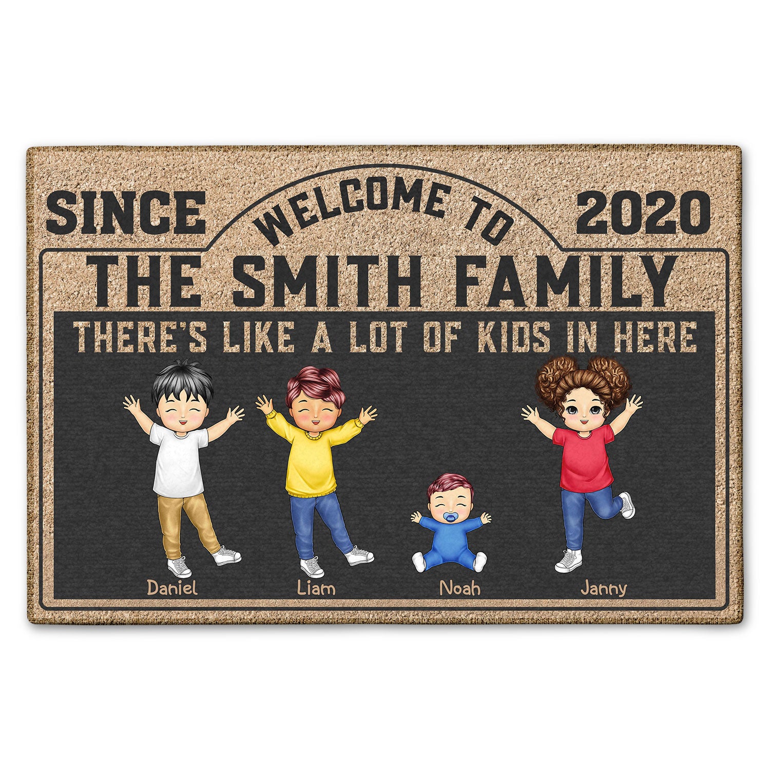 There's Like A Lot Of Kids In Here - Gift For Grandparents, Parents, Family - Personalized Doormat
