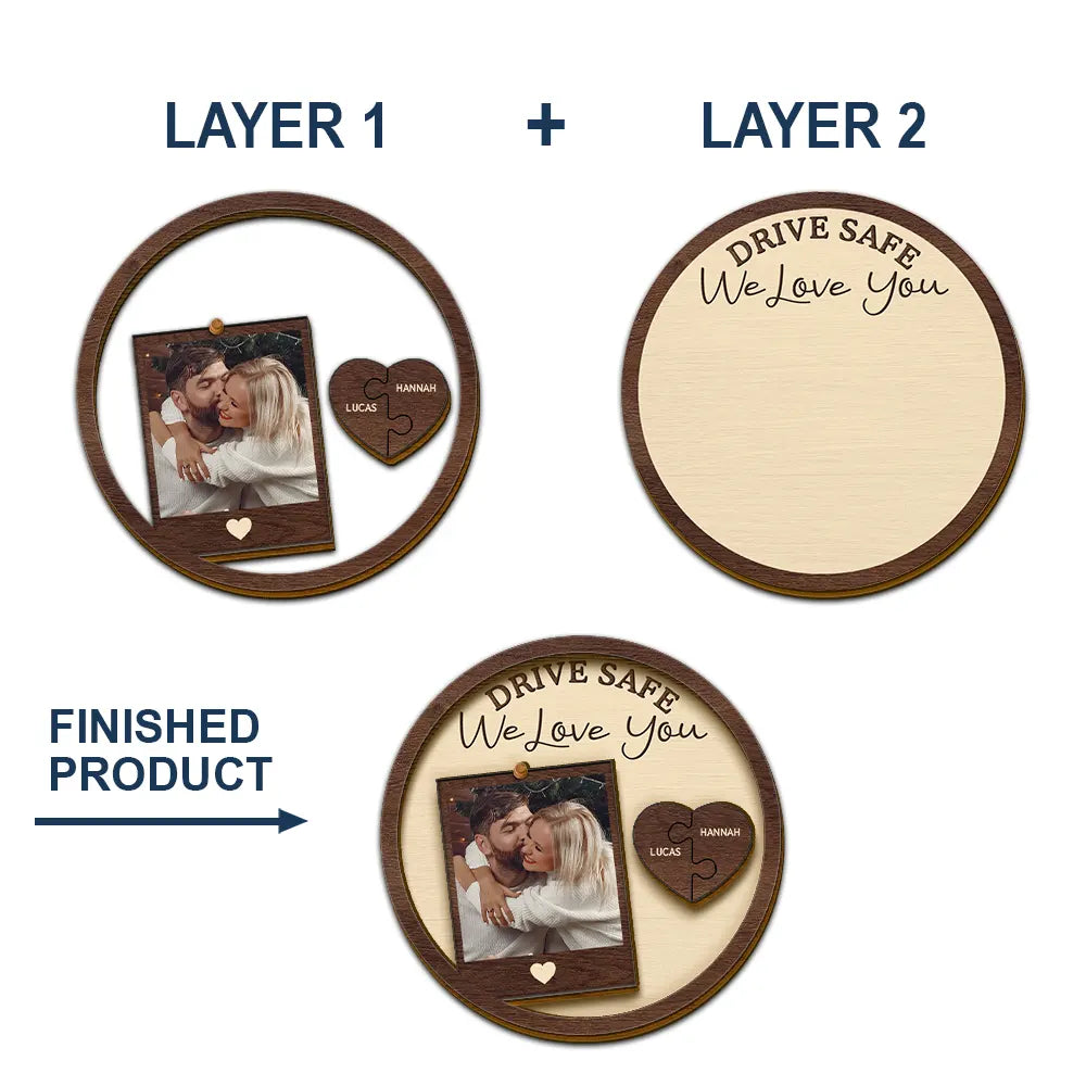 Gift For Couples, Gift For Husband, Gift For Wife, Gift For Boyfriend, Gift For Girlfriend - Custom Photo Drive Safe I Love You Couples - Personalized Custom Shaped Car Visor Clip