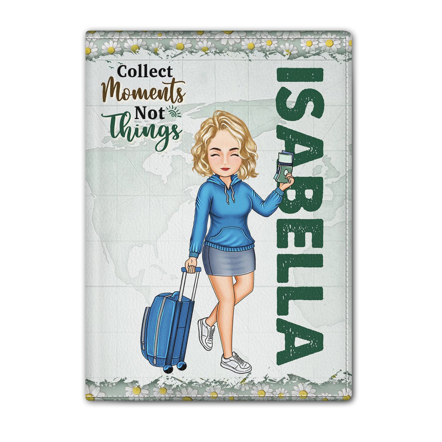 Collect Moments Not Things Girls Trip Travel - Birthday Gift For Him, Her, Kid, Friends, Family, Trippin', Vacation Lovers - Personalized Custom Passport Cover, Passport Holder