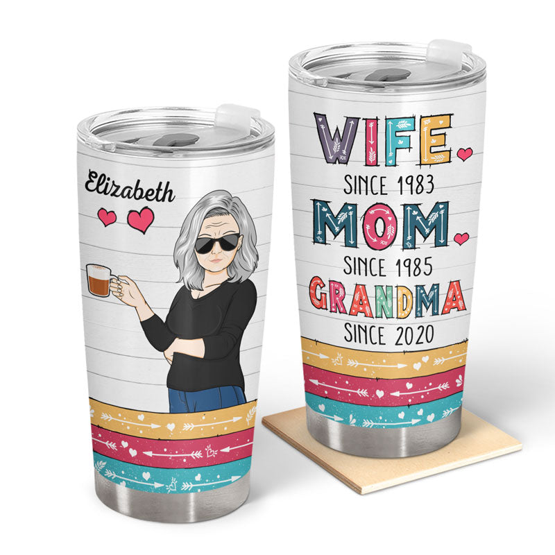 Wife Mom Grandma - Mother Gift - Personalized Custom Tumbler