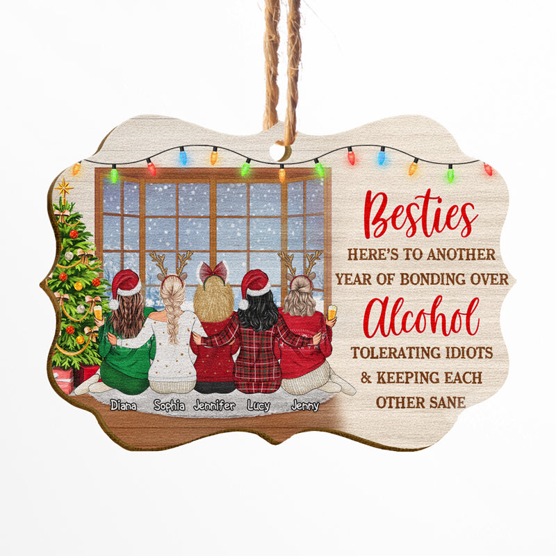 Bestie Keeping Each Other Sane - Bestie BFF Christmas Gift - Personalized Wooden Ornament