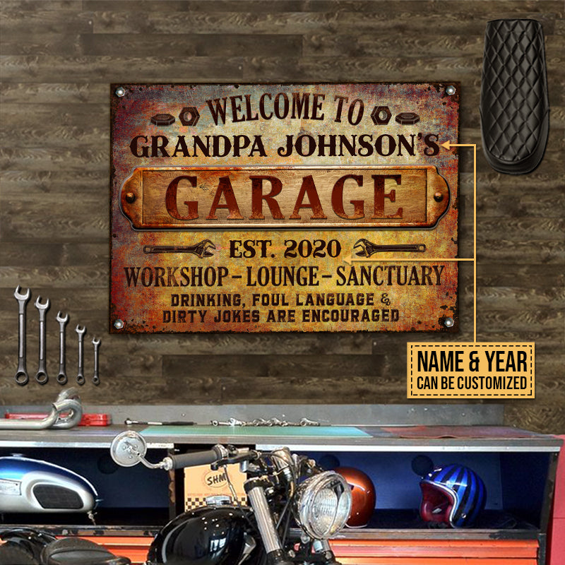 Auto Mechanic Rustic Garage Drinking Are Encouraged Custom Classic Metal Signs, Grandpa Gift, Auto Mechanic Gift