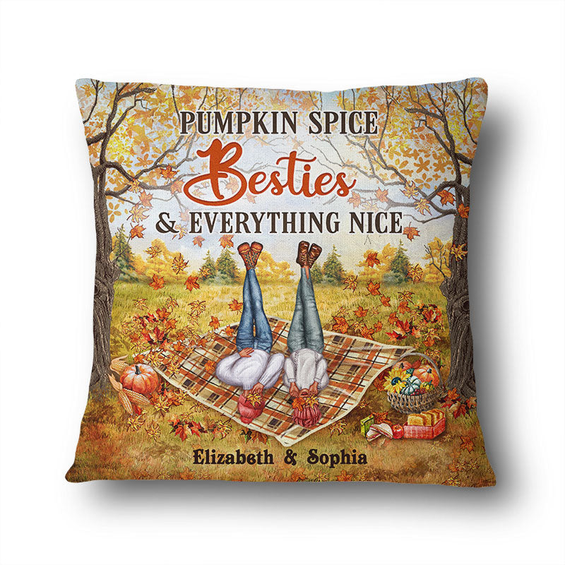 Personalized Autumn Bestie Pumpkin Spice Bestie & Everything Nice Custom Pillow, Gift For BFF