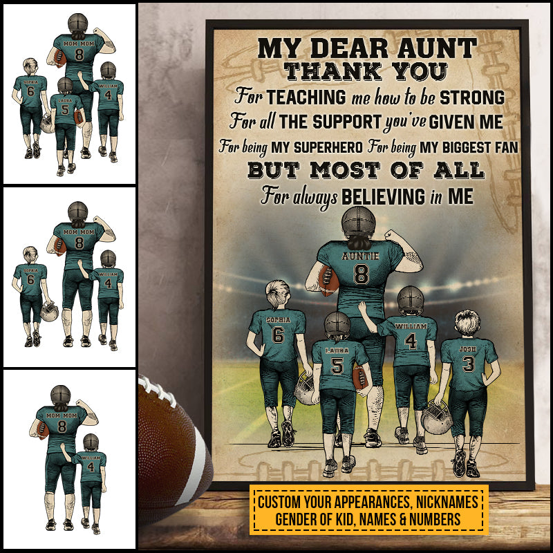 American Football Auntie Support Custom Poster, Special Present For Aunt