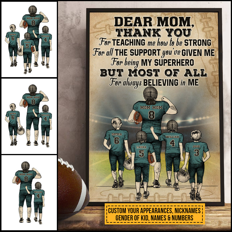 American Football Dear Mom Thank You My Superhero Custom Poster
