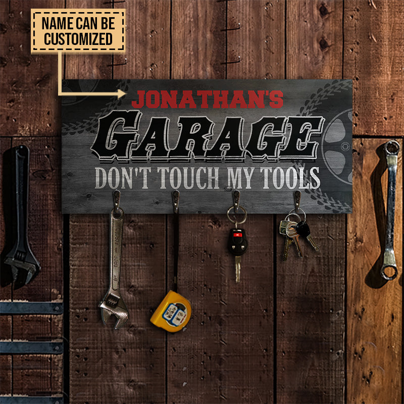 Auto Mechanic Garage Don't Touch My Tools Personalized Custom Wood Key Holder