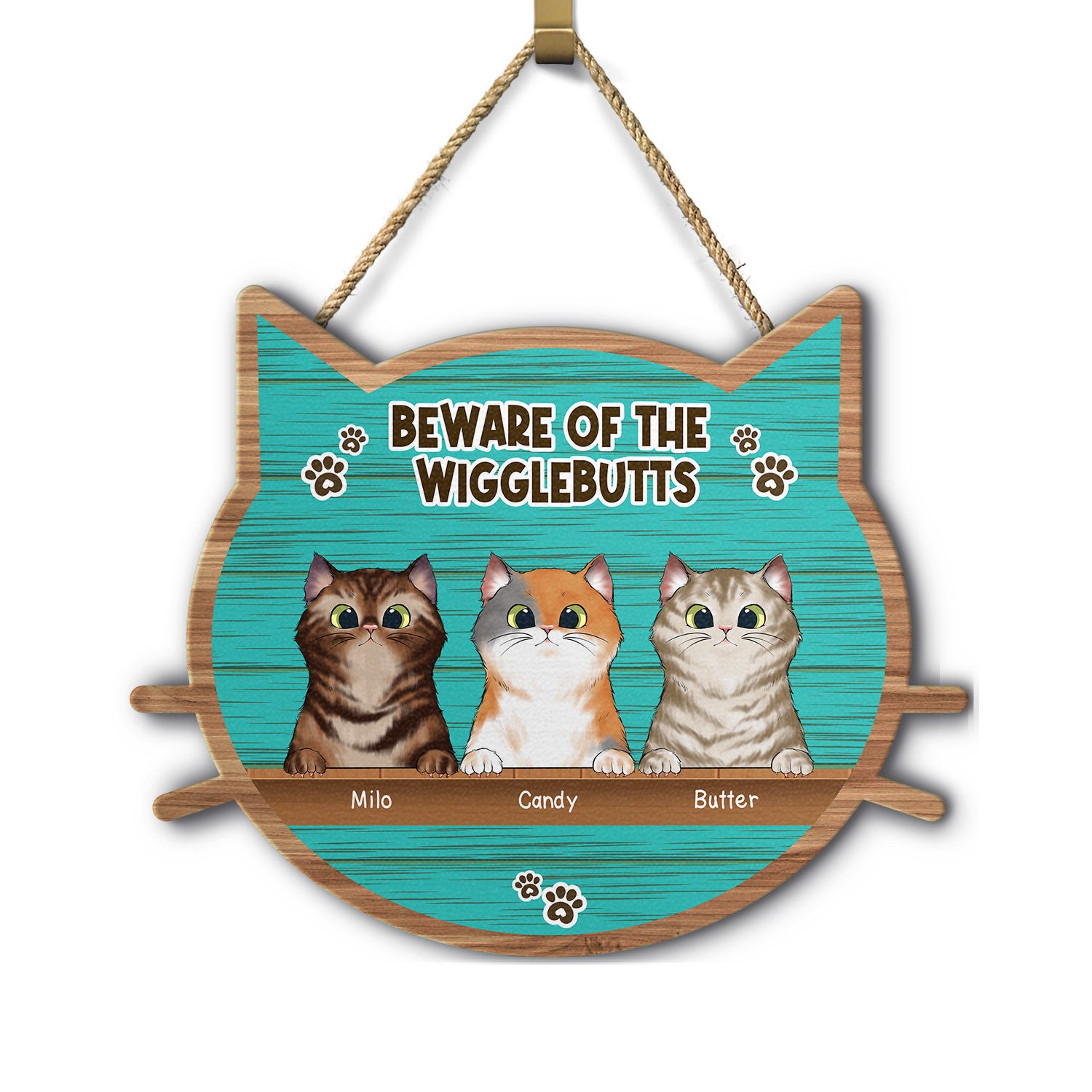Beware Of Wigglebutts Cats - Gift For Pet Lovers - Personalized Custom Shaped Wood Sign
