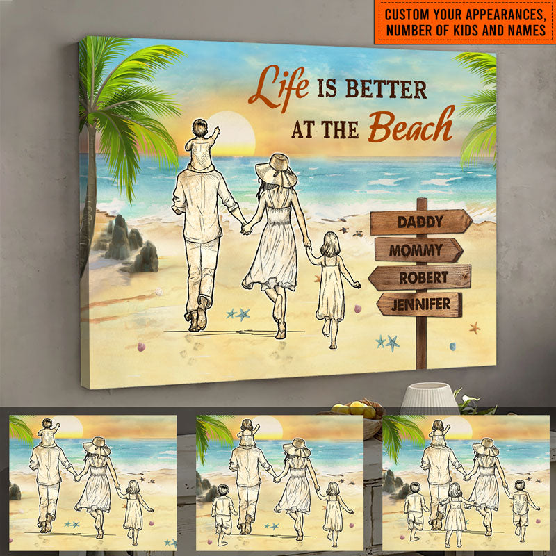 Beach Family Life Is Better At The Beach Custom Canvas, Personalized Canvas, Family Gift