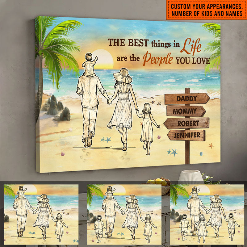 Beach Family The Best Things In Life Custom Canvas, Personalized Canvas, Family Gift