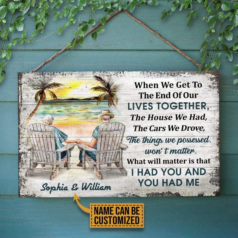 Beach Old Couple When We Get Sitting Chair Custom Wood Rectangle Sign