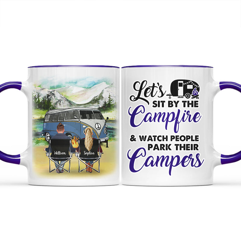 Let's Sit By The Campfire Camping - Personalized Custom Accent Mug