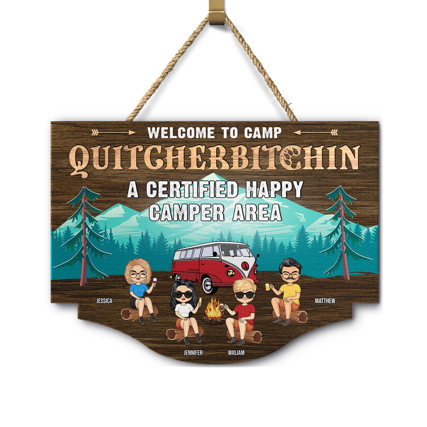 A Certified Happy Camper Area - Gift For Camping Lover - Personalized Custom Shaped Wood Sign