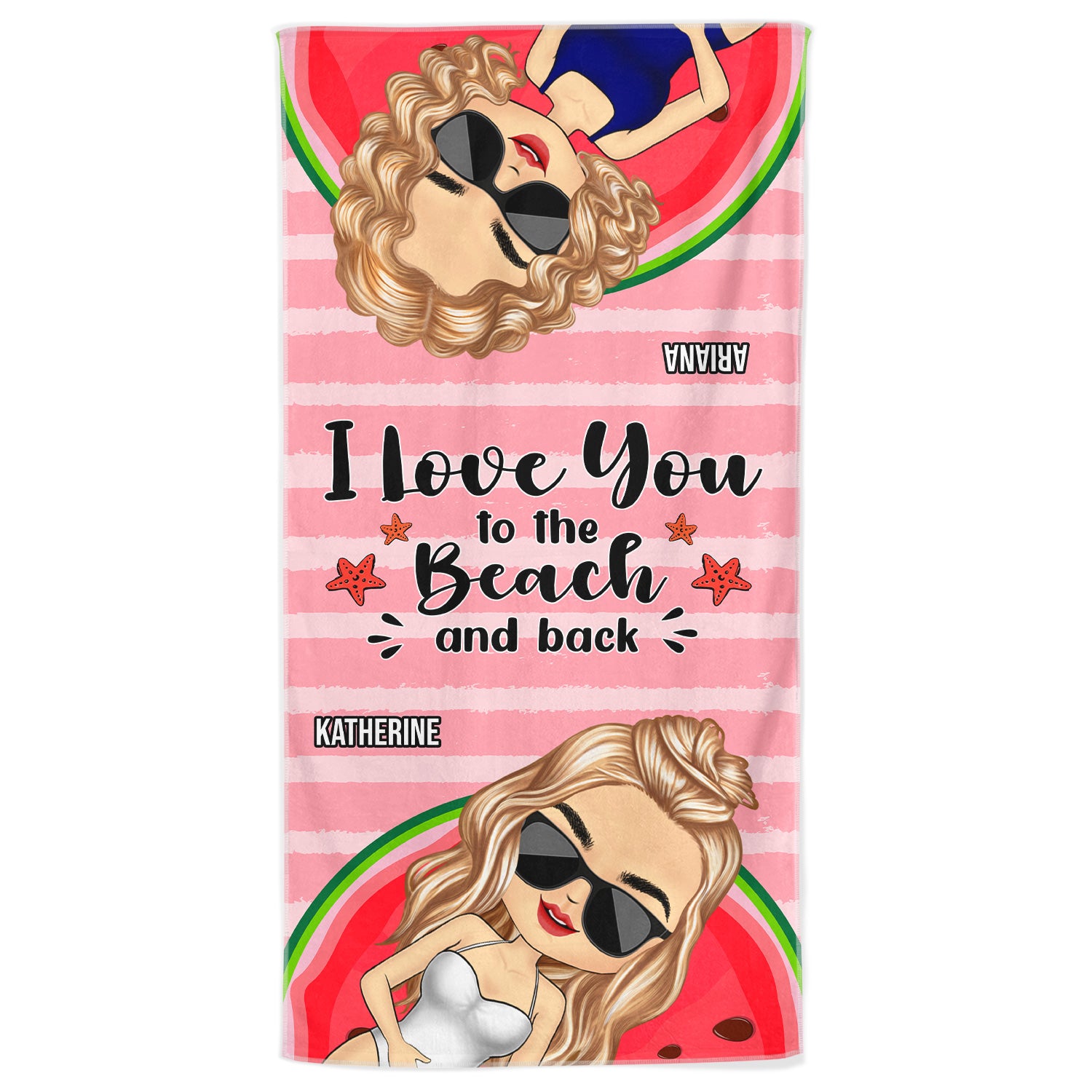 I Love You To The Beach And Back - Gift For Beach Besties - Personalized Custom Beach Towel