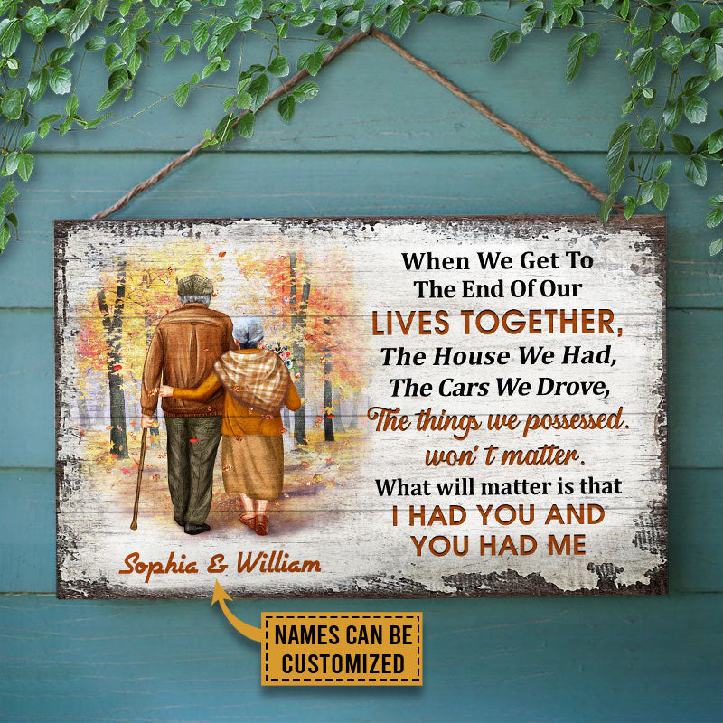 Family Old Couple When We Get Custom Wood Rectangle Sign, Personalized Fall Couple Sign, Couple Gift