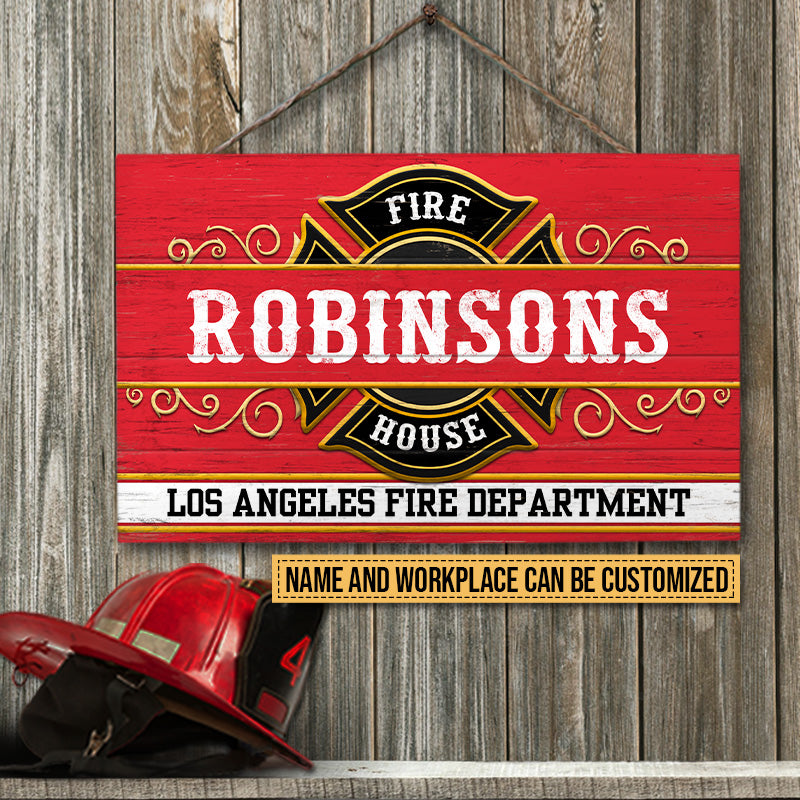 Firefighter Fire House Custom Wood Rectangle Sign, Gift For Firefighter, Firefighter Appreciation, Labor Day Gift