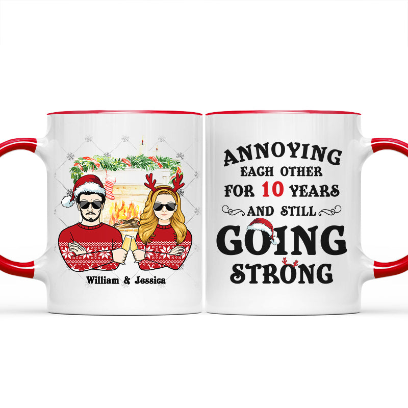 Christmas Young Couple Annoying Each Other - Personalized Custom Accent Mug