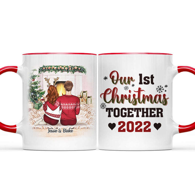 Christmas Family Couple First Christmas Together - Personalized Custom Accent Mug