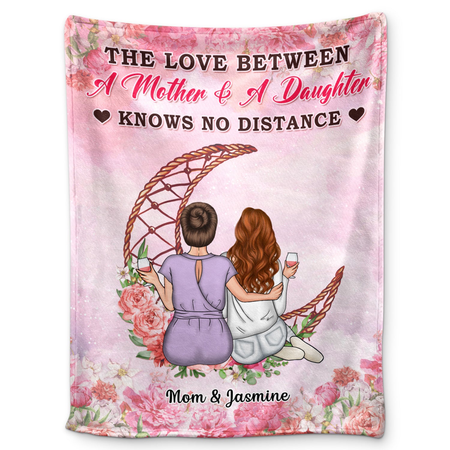 Mother The Love Between A Mother & A Daughter Knows No Distance - Gift For Mom - Personalized Custom Fleece Blanket