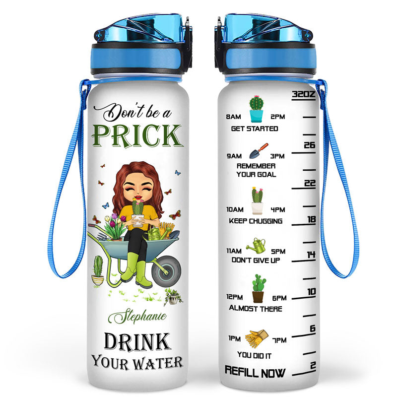 Garden Chibi Girl Don't Be A Prick - Gift For Women - Personalized Custom Water Tracker Bottle