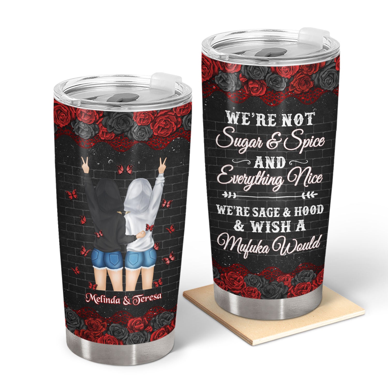 Bestie Sibling Sugar & Spice And Everything Nice - Personalized Custom Tumbler