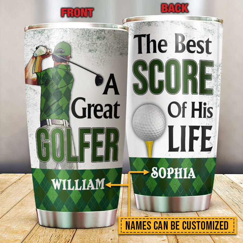 Golf Couple Golfer Best Score Custom Tumbler, Couple Gift