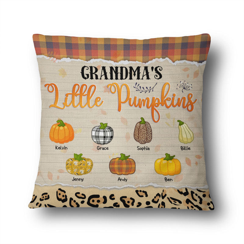 Grandma's Little Pumpkins Fall Gift For Grandparent - Personalized Custom Pillow