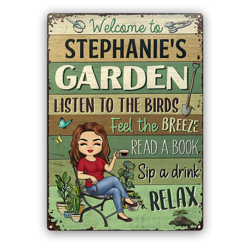 Listen To The Birds Feel The Breeze Gardening - Garden Sign - Personalized Custom Classic Metal Signs