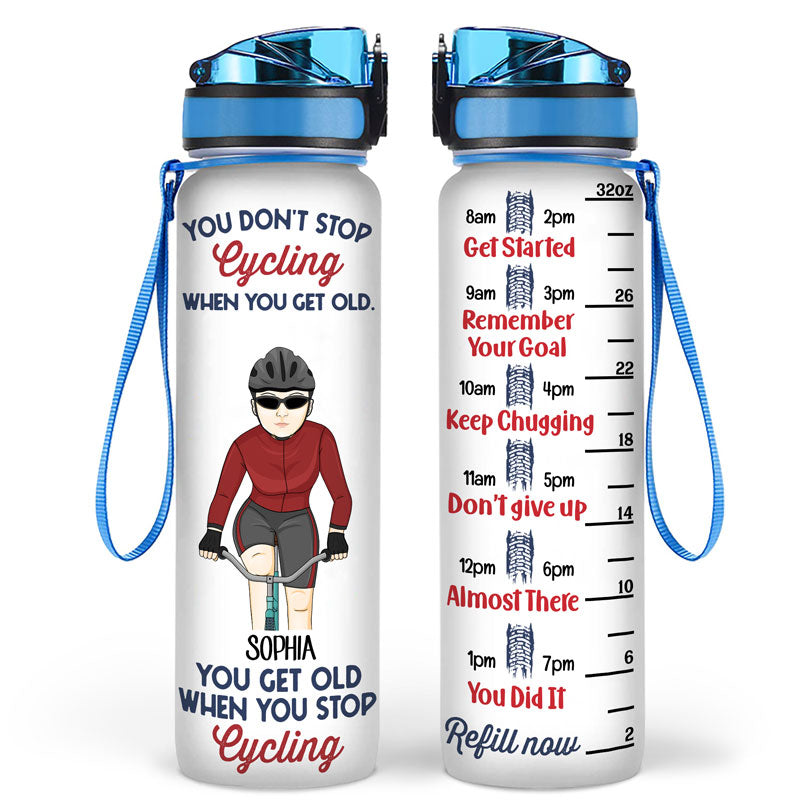 Life Is Like Riding A Bicycle - Gift For Cyclist - Personalized Custom Water Tracker Bottle