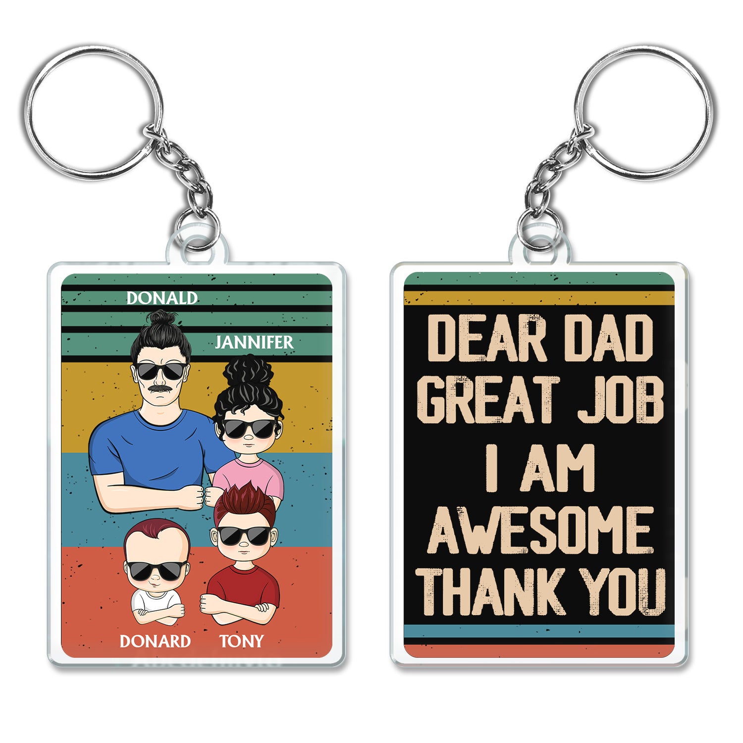 Dear Dad Great Job We're Awesome Thank You Young - Birthday, Loving Gift For Father, Grandpa, Grandfather - Personalized Custom Acrylic Keychain