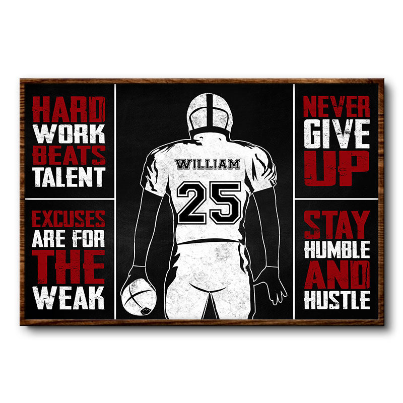 Hard Work Beats Talent American Football - Personalized Custom Poster