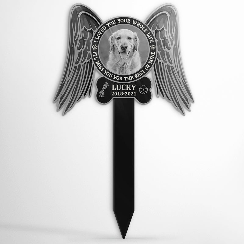 Miss You For The Rest Of Mine - Pet Memorial Gift - Personalized Custom Wings Acrylic Plaque Stake