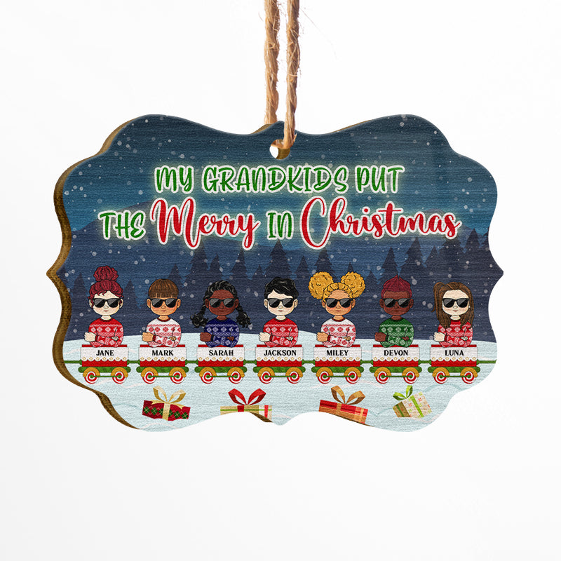 Grandkids Put The Merry In Christmas - Christmas Gift For Family - Personalized Custom Wooden Ornament, Aluminum Ornament