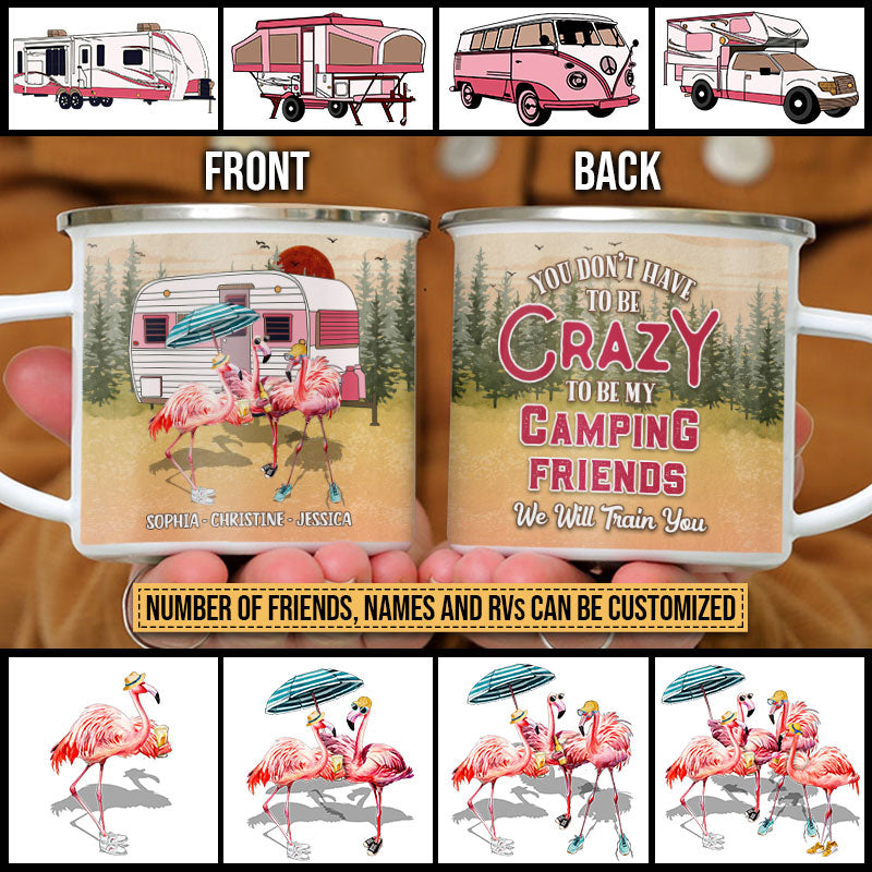 Camping Flamingo Bestie We Will Train You Custom Campfire Mug, Best Friend Camping Tumbler, BFF Gift, Campsite