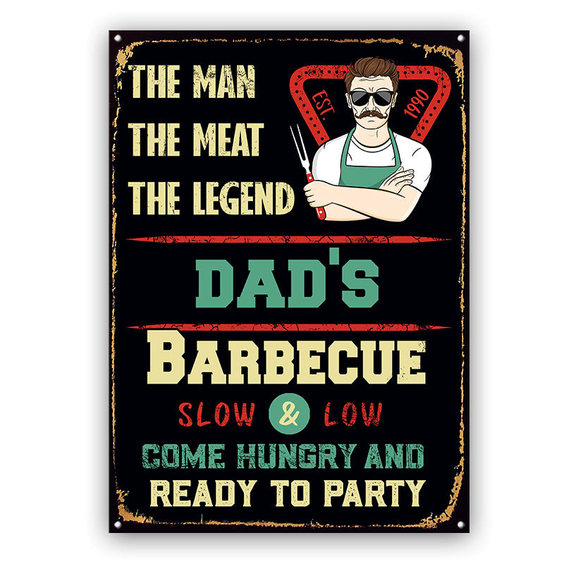 The Man The Meat The Legend - Gift For Grilling Fathers And Grandpas - Personalized Custom Classic Metal Signs