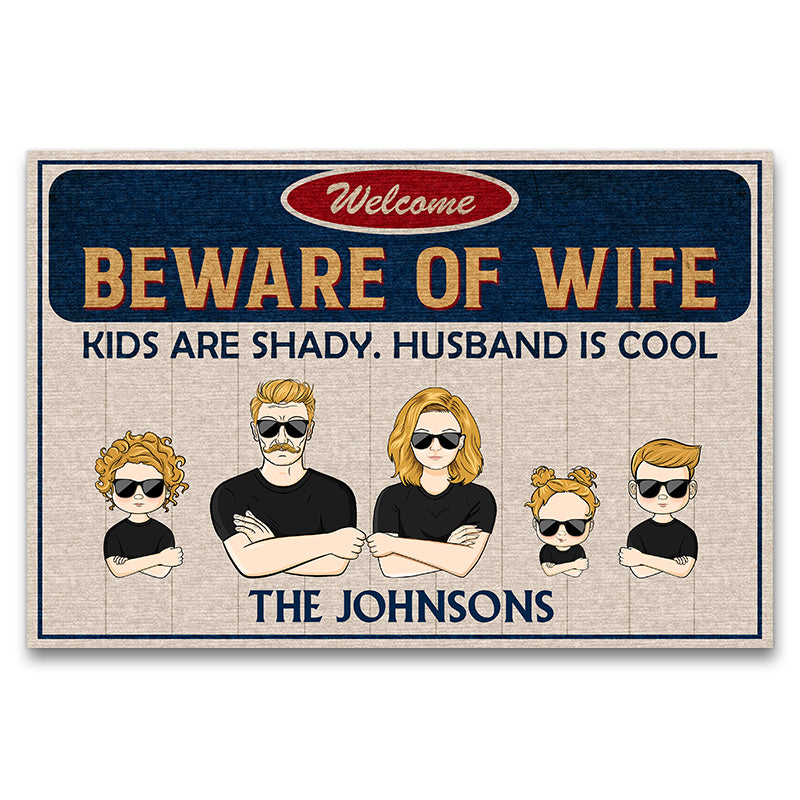 Couple Family Beware Of Wife - Personalized Custom Doormat