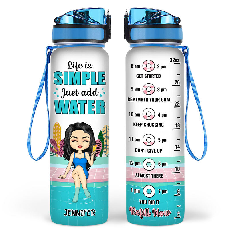 Life Is Simple Pool - Personalized Custom Water Tracker Bottle