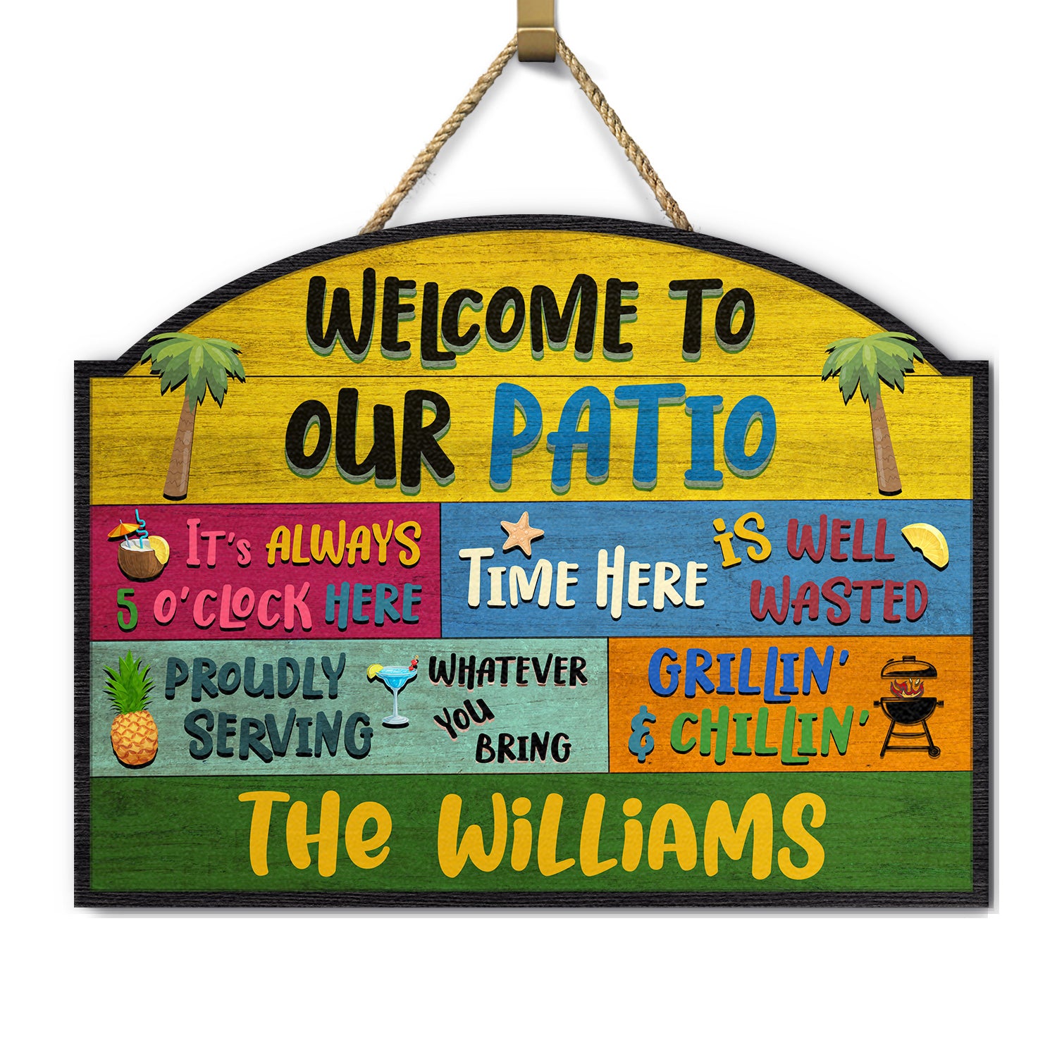 Welcome Grilling Chilling - Home Decor For Patio, Pool, Hot Tub, Deck, Shaverbahn, Bar - Personalized Custom Shaped Wood Sign