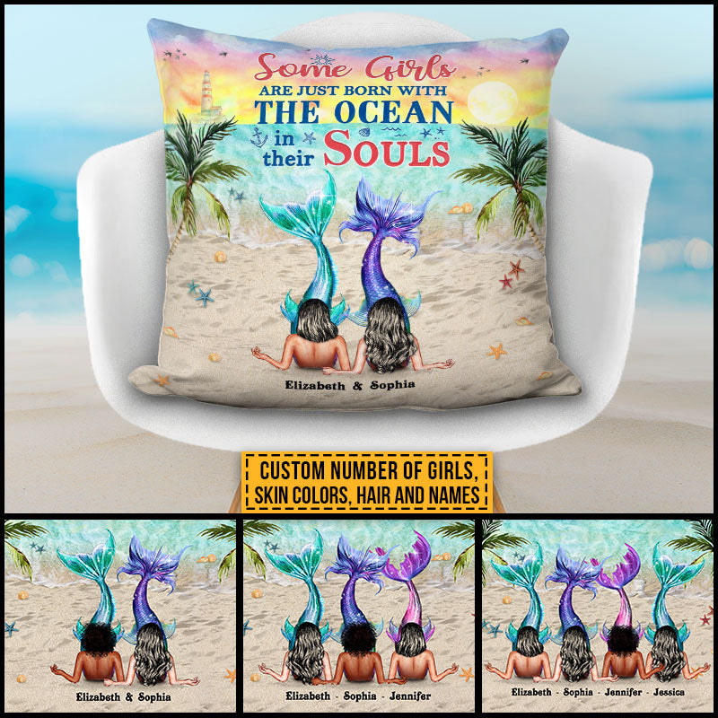 Mermaid Bestie Ocean In Souls Custom Pillow