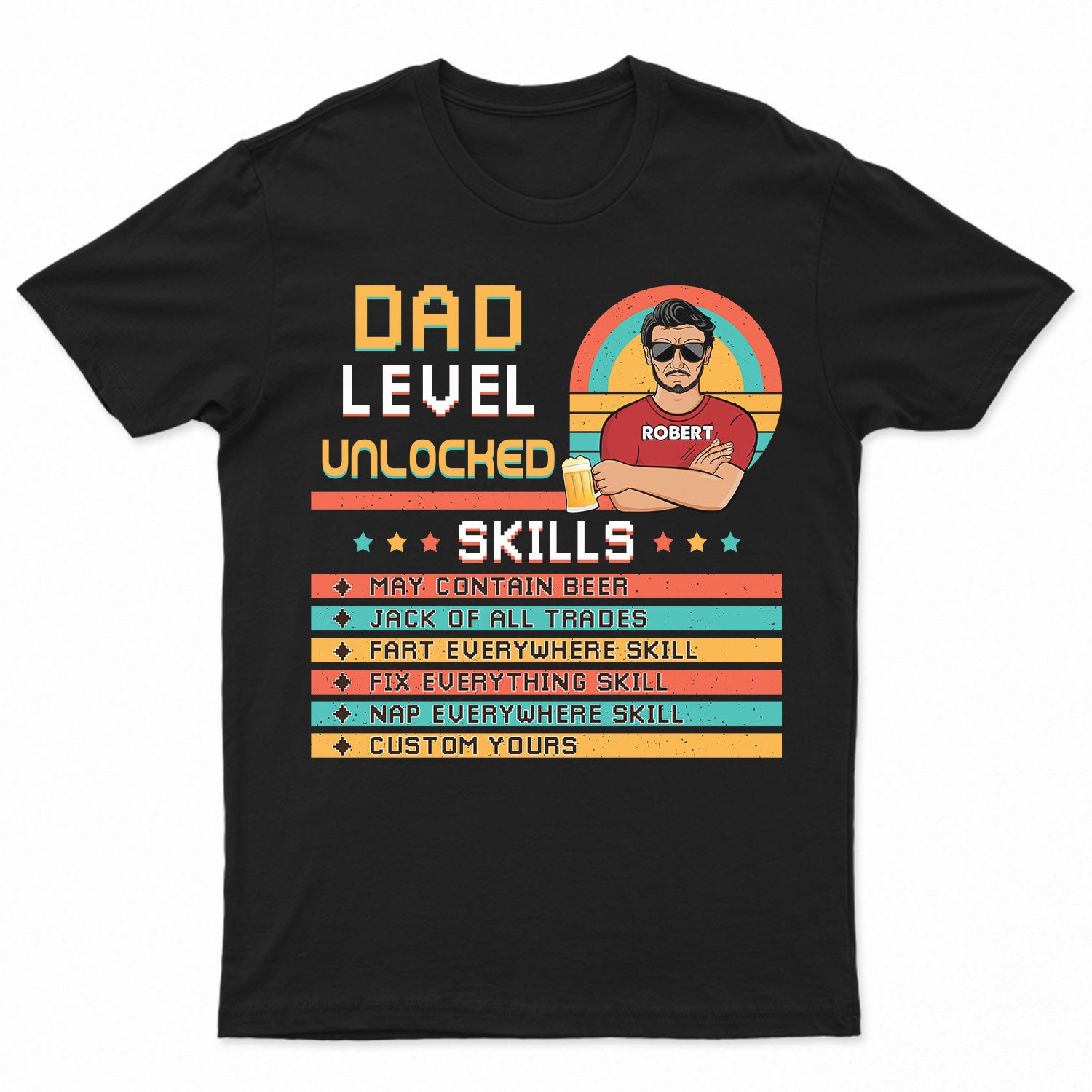 Dad Grandpa Level Unlocked - Gift For Father And Grandfather - Personalized Custom T Shirt