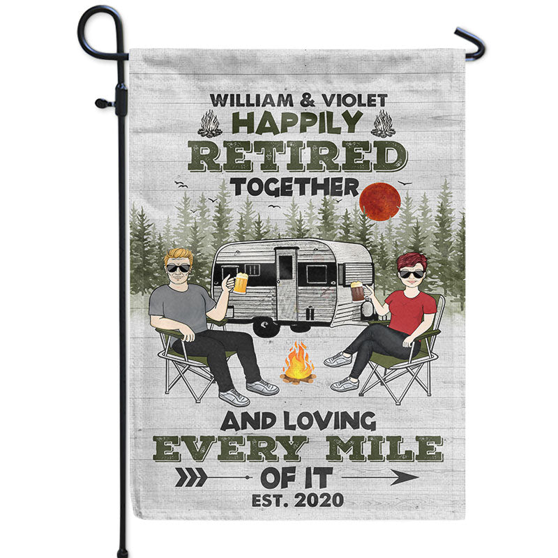 Camping Happily Retired Together - Personalized Custom Flag