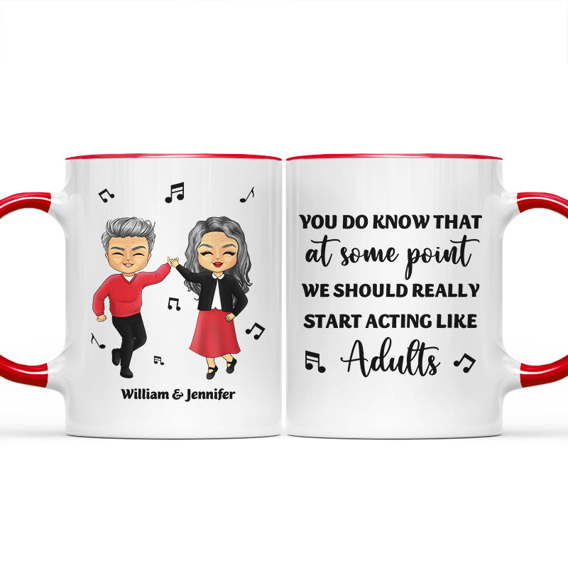 Acting Like Adults - Gift For Senior Couples - Personalized Custom Accent Mug