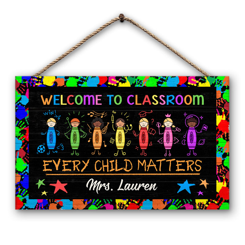 Personalized Teacher Every Child Matters Custom Wood Rectangle Sign, Classroom Decor