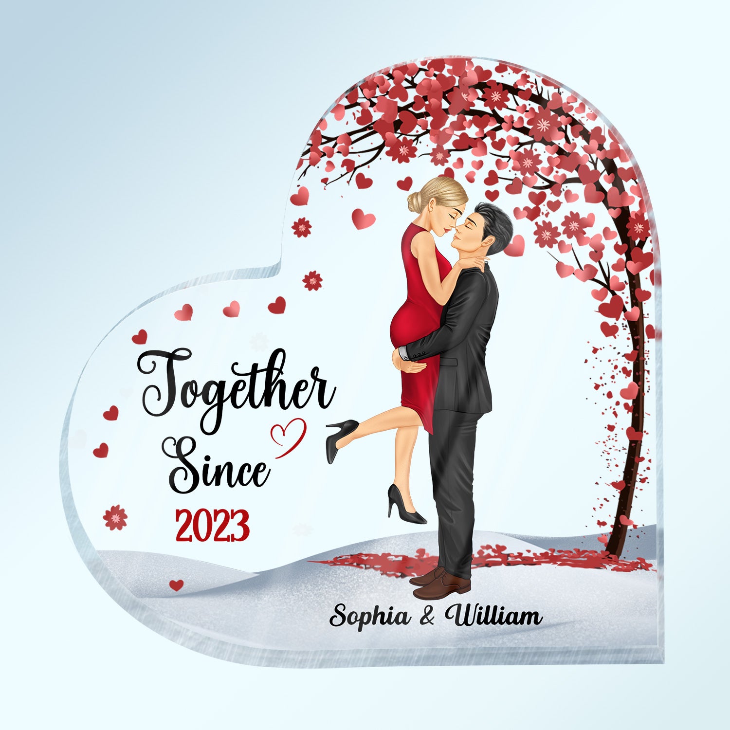 Family Couples Together Since I'm Yours - Anniversary, Birthday Gift For Spouse, Lover, Husband, Wife, Boyfriend, Girlfriend, Married Couple - Personalized Custom Heart Shaped Acrylic Plaque